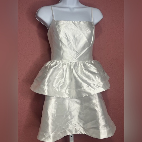 Lulus-Bubbly Charm White Taffeta Tiered Ruffled Mini Dress - Picture 6 of 6